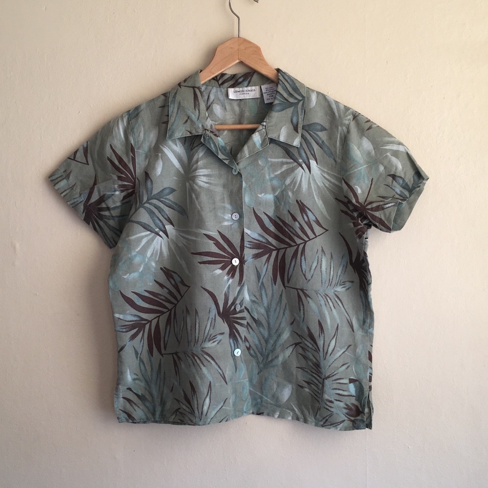 Vintage Lemon Grass Hawaiian button down shirt